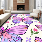 Pink Purple Butterfly Garden Whimsical Rug