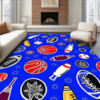 Red White Blue Sports Collage Rug