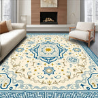 Ornate Teal and Gold Medallion Rug