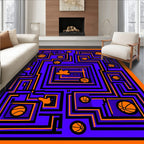 Vibrant Orange Basketball Maze Rug
