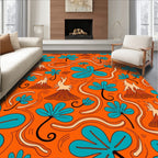 Tropical Volcano Orange Aqua Swirl Rug