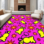 Pink Yellow Mouse Starburst Rug