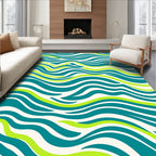 Teal And Lime Wavy Stripes Rug
