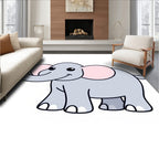 Cute Gray Elephant with Pink Ears Rug