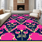 Vibrant Fuchsia Geometric Medallion Rug