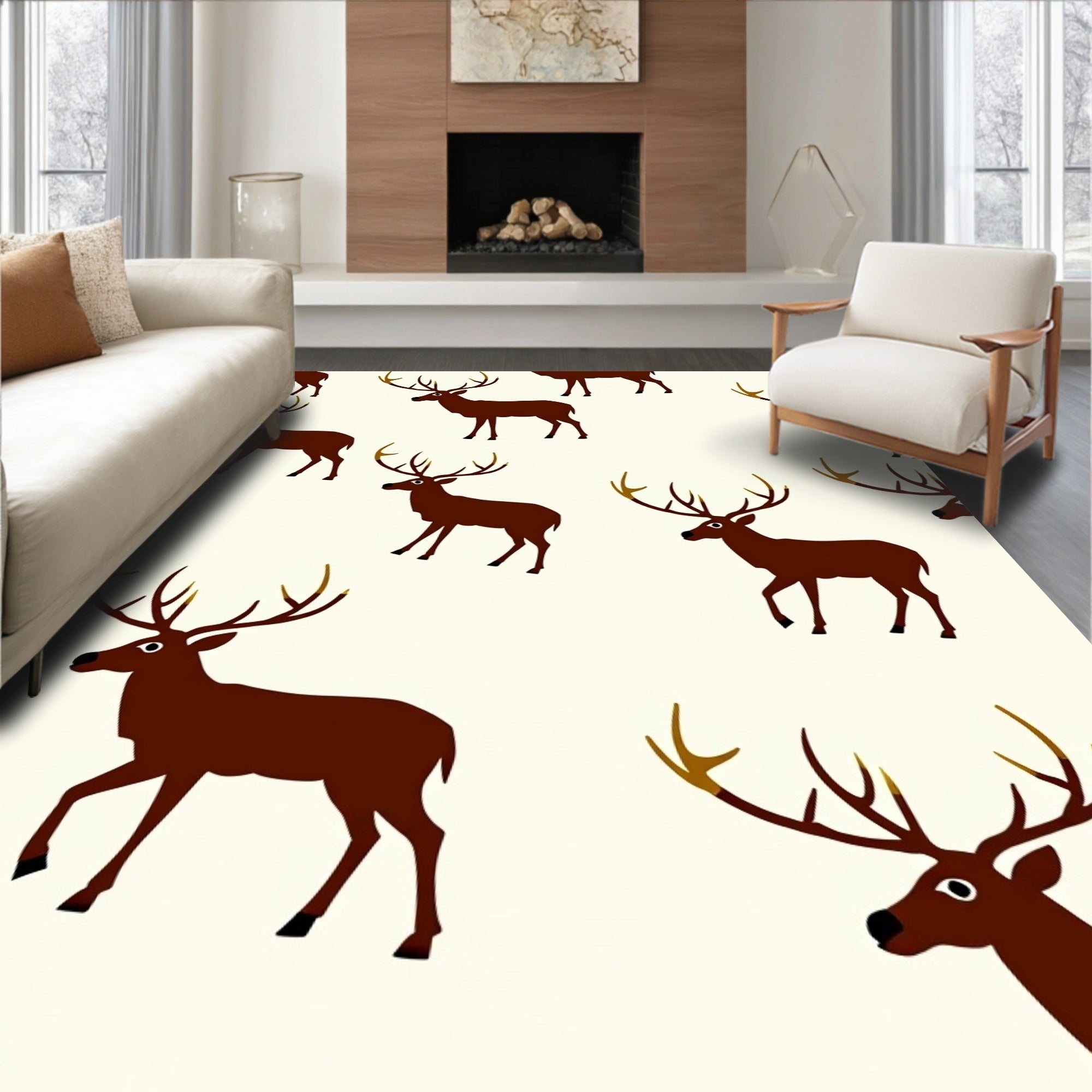Brown Deer Antler Repeat Rug