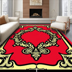 Vibrant Red Black Filigree Laurel Rug