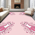 Pink Whimsical Cat Swirls Rug