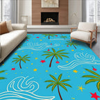 Tropical Palm Trees with Ornate Waves Rug