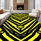 Bold Yellow Black Tribal Emblem Rug