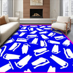 Bold White Abstract Shapes Electric Blue Rug