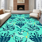 Teal Abstract Organic Flow Rug