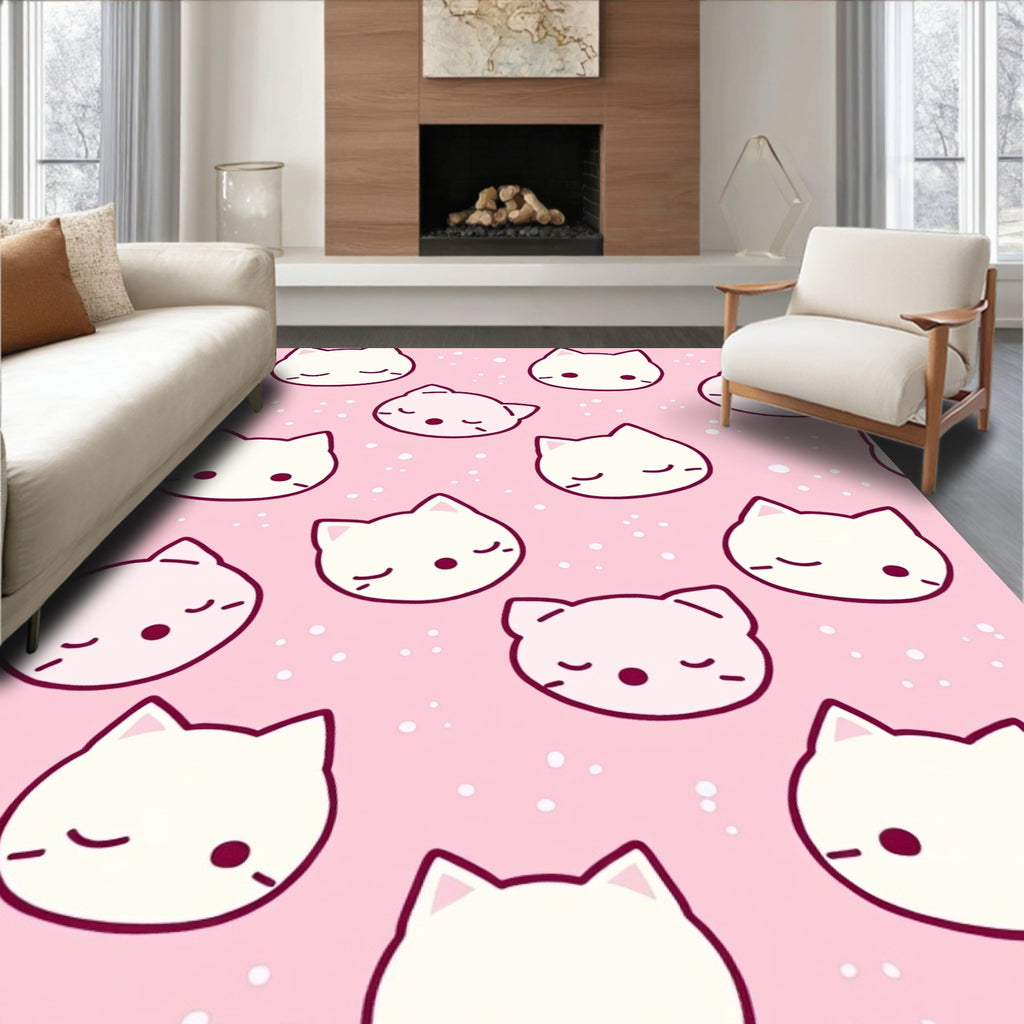 Sweet Kitty Faces Pink Sprinkle Rug
