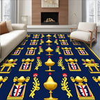 Regal Golden Crest Navy Blue Rug
