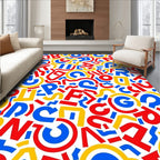Bold Red Blue Yellow Alphabet Scatter Rug