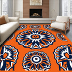 Bold Orange Navy Geometric Medallion Rug