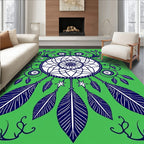 Green Dreamcatcher Feather Botanical Art Rug