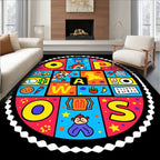Retro Alphabet Circus Collage Rug