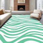 Aqua White Flowing Wave Rug