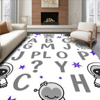 Cute Astronaut Galaxy Alphabet Space Rug