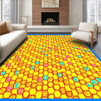 Vibrant Yellow Hexagonal Alphabet Rug