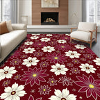 Crimson Cream Daisy Garden Rug