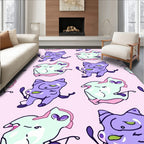 Whimsical Purple Mint Creature Collage Rug