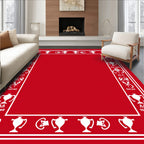 Red Trophy Border Statement Rug