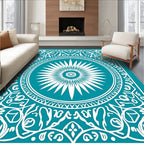 Oceanic White Sunburst Mandala Rug
