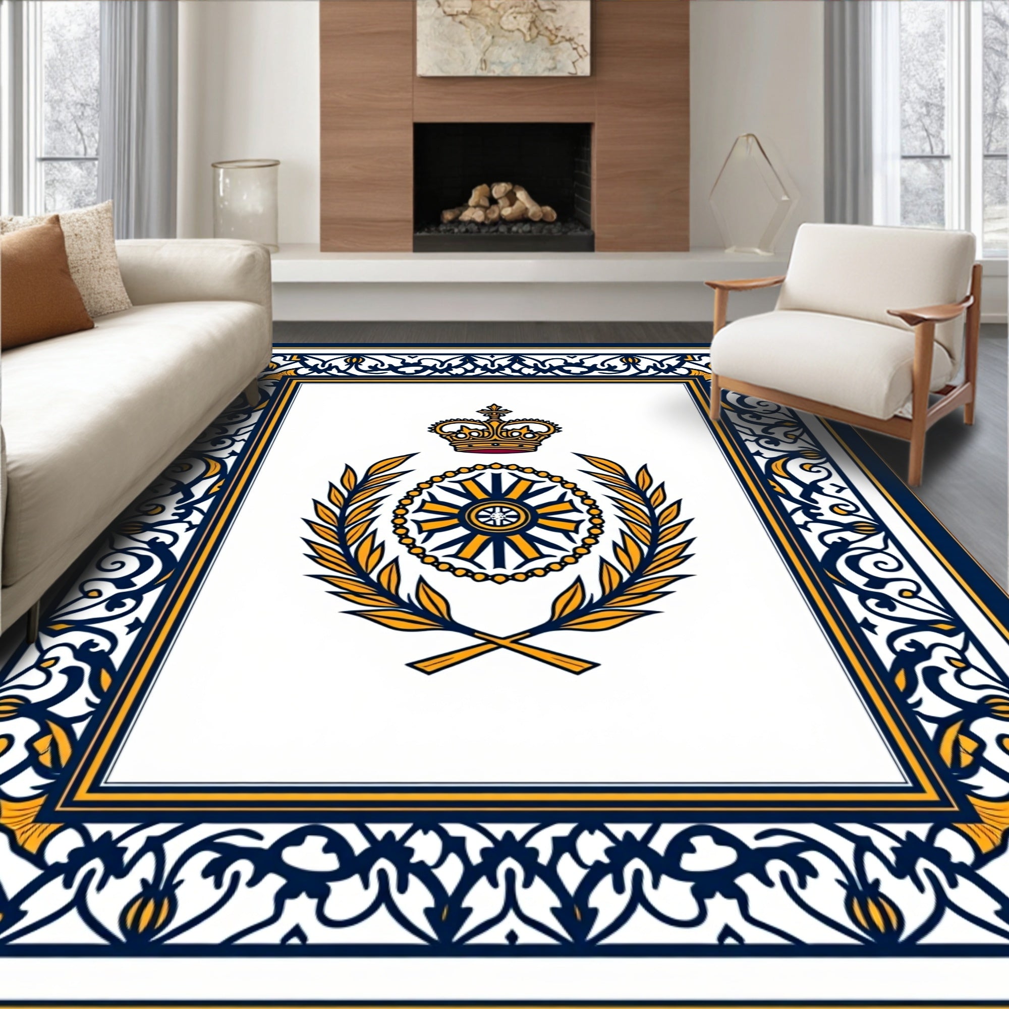 Grand Royal Crest Laurel Wreath Rug