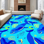 Playful Blue Whale Aquatic Scene Rug