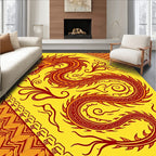 Fiery Red Dragon Yellow Art Rug