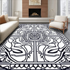 Black White Abstract Symmetry Rug
