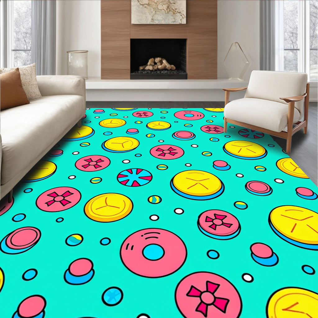 Retro Comic Book Circles Rug