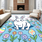 Easter Bunny Floral Garden Eggs Rug