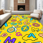 Whimsical Alphabet Flowers Retro Collage Rug