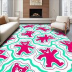 Pink Teddy Bear Aqua Swirls Rug