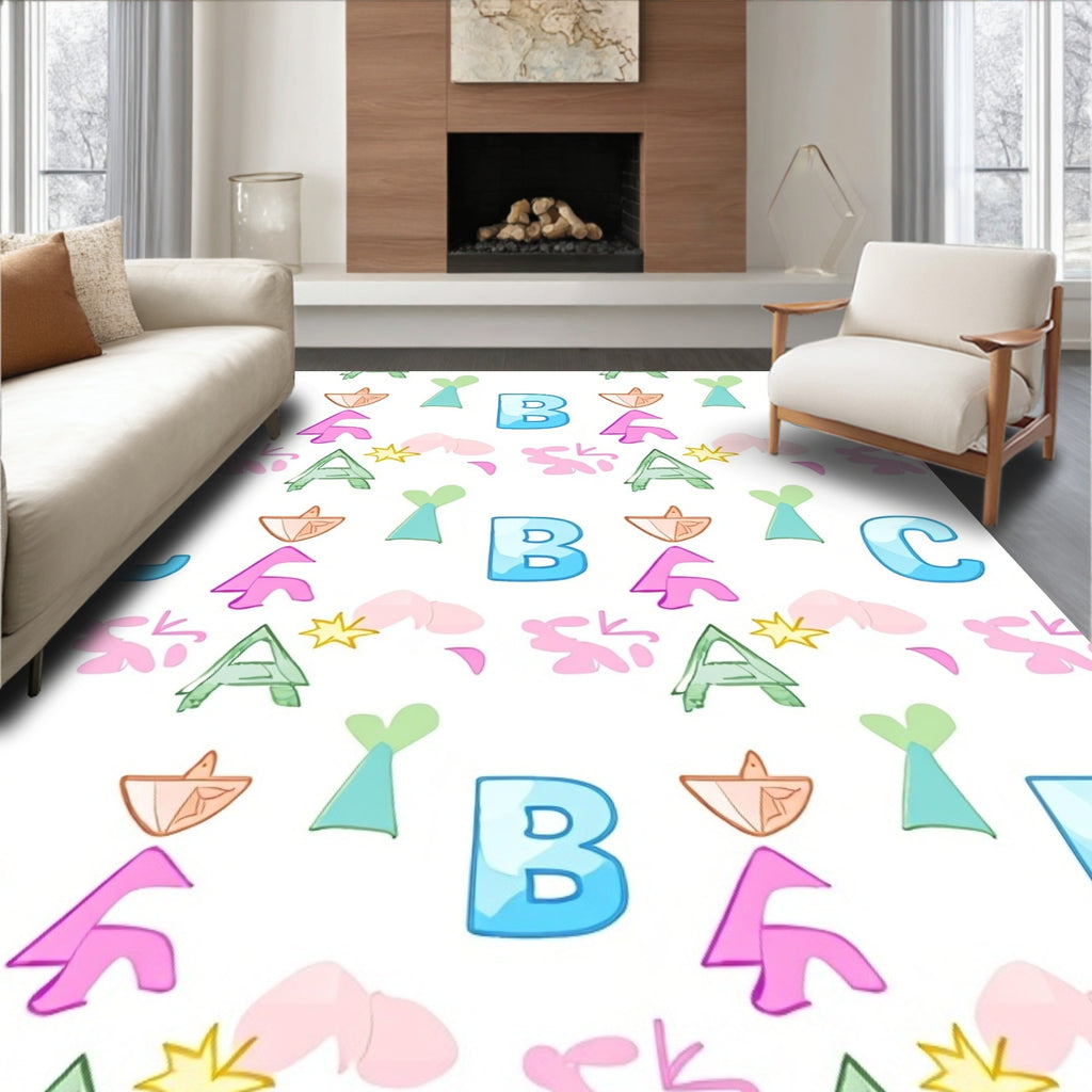 Playful Alphabet Letters and Shapes Rug