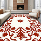 Crimson Flourish Flower Border Rug