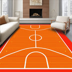 Orange Court White Lines Graphic Rug