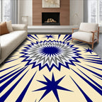 Bold Blue Starburst Radiating Center Rug