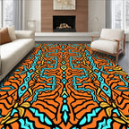 Whimsical Orange Blue Abstract Psychedelic Rug