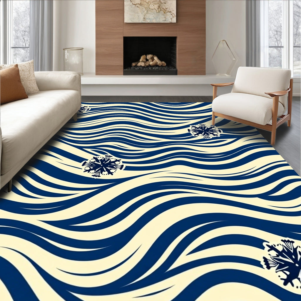 Azure Snowflake Wave Rug