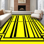 Bold Yellow Black Geometric Stripes Rug