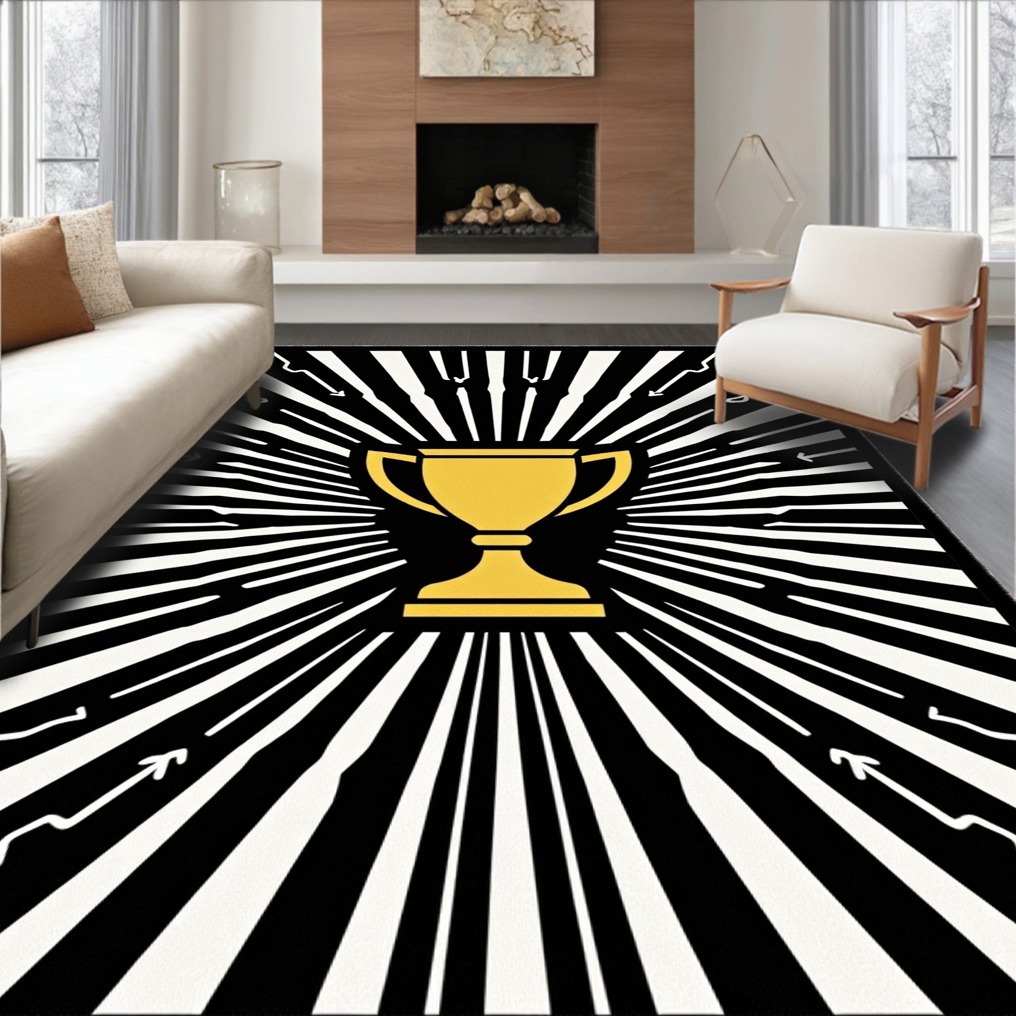 Golden Trophy Sunburst Stripes Rug