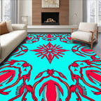 Radiant Red Starburst Turquoise Medallion Rug