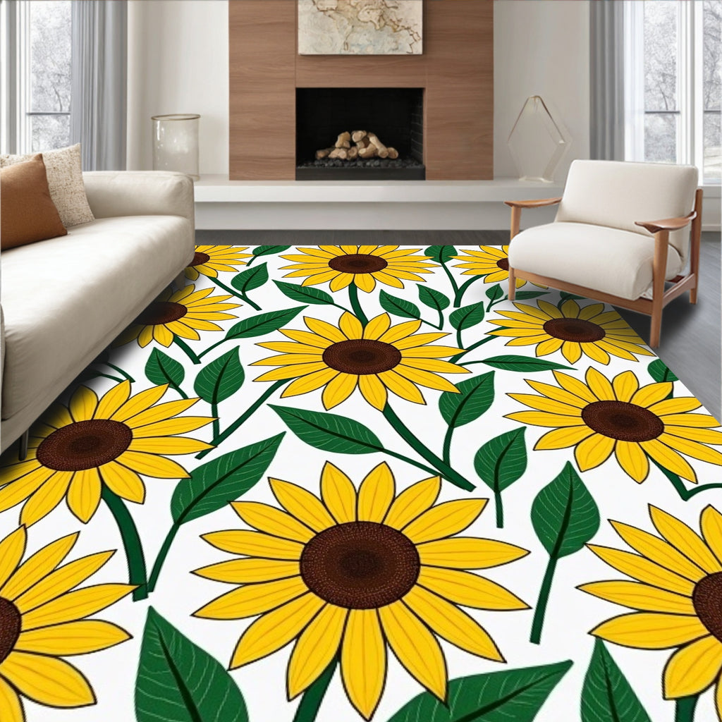 Golden Sunflower Foliage Delight Rug