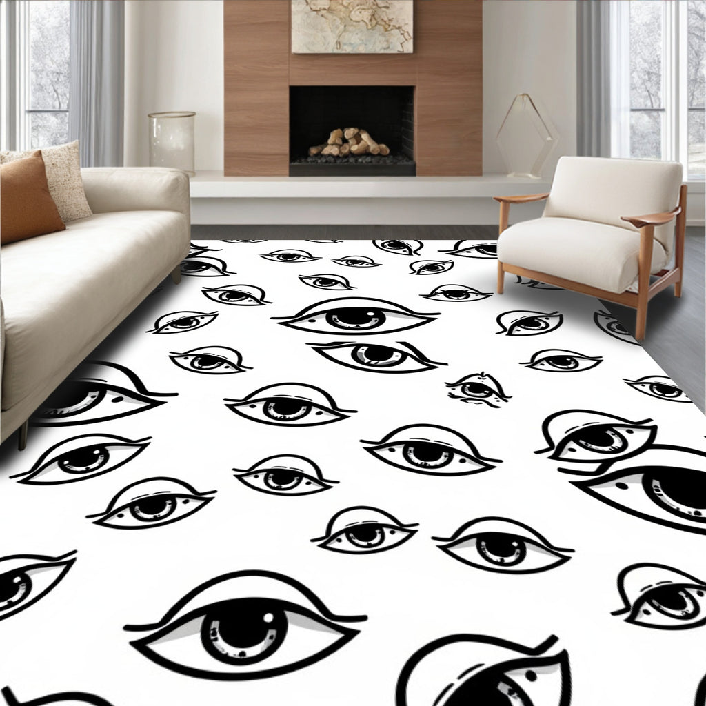 Black and White Open Eye Collage Rug