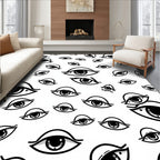 Black and White Open Eye Collage Rug