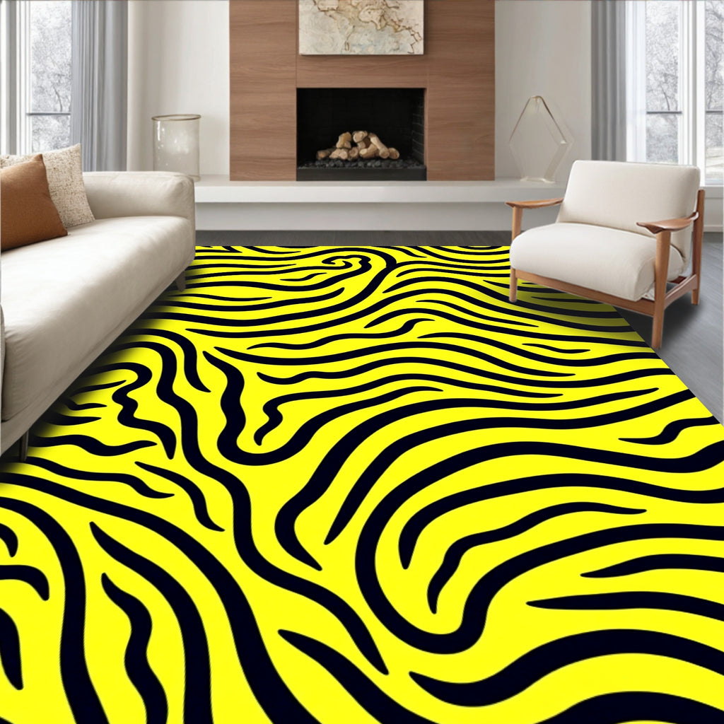 Bold Yellow Zebra Stripe Rug